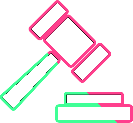 Policies hammer icon.